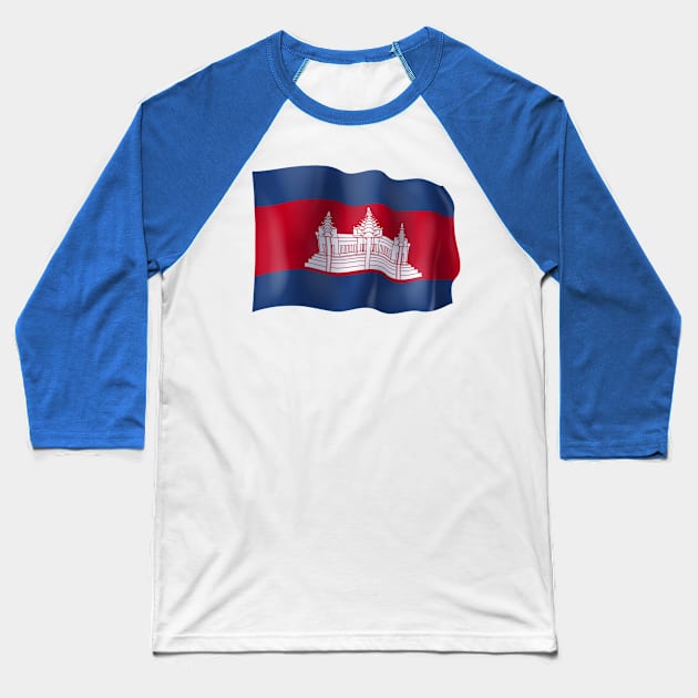 Cambodia flag Baseball T-Shirt by SerenityByAlex